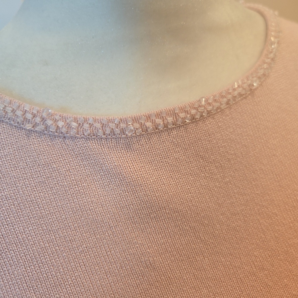 Silk Cashmere Beaded Baby Pink Pullover Knit Sweater Womens Size Small - Picture 5 of 9